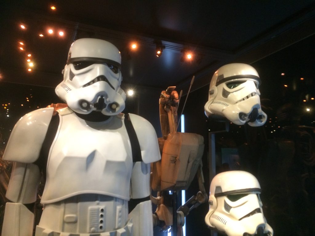 Many of the costumes looked quite different up close compared to on-camera. The ANH stormtrooper helment (top right) was far more' homespun' in appearance than you'd expect